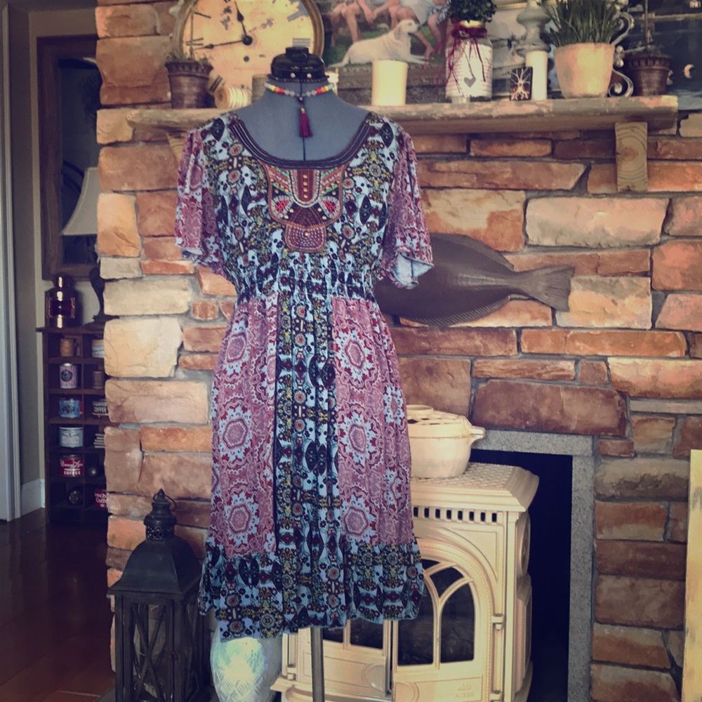 Boho chic flouncy Style & Co dress size M Festival